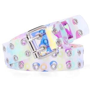 Clear Double Grommet Belts With Holes For Women Men Teens E Girls Transparent🐤